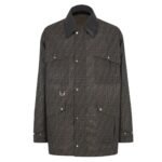 FENDI BROWN WAXED FF JACQUARD BLOUSON