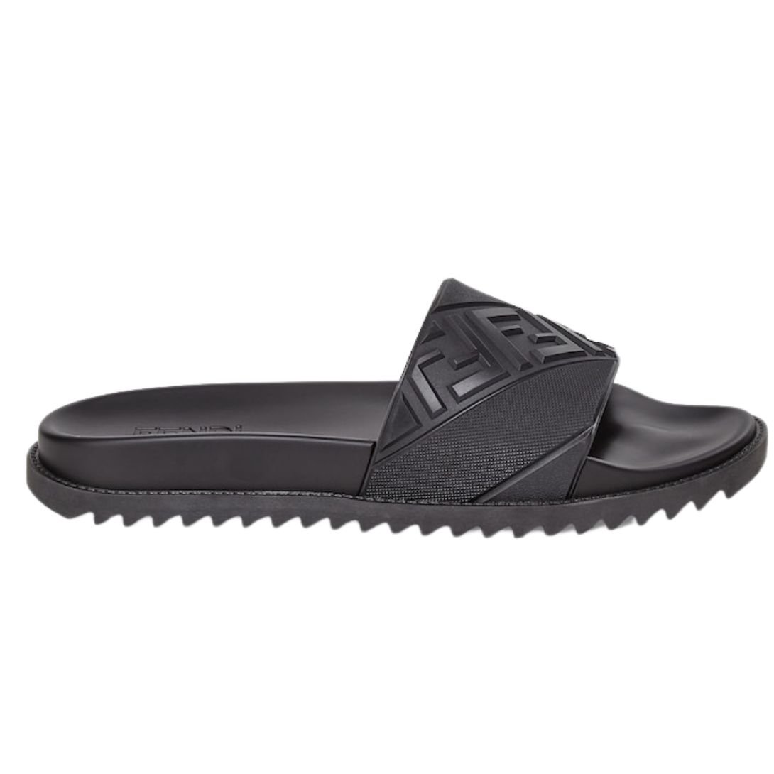 1 FENDI SLIDES BLACK RUBBER FOOTBED