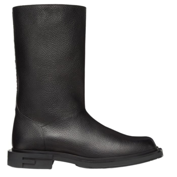 FENDI FRAME BLACK LEATHER BOOTS