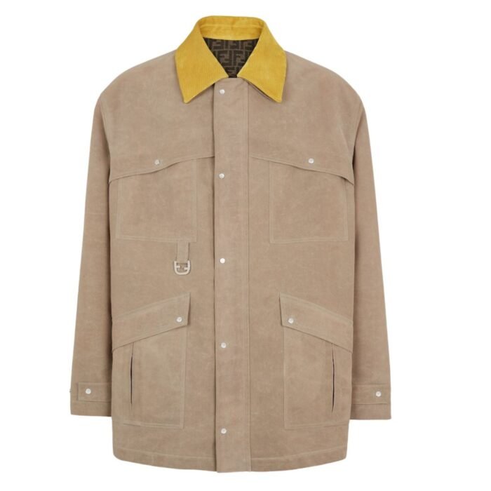 FENDI BEIGE WAXED COTTON BLOUSON