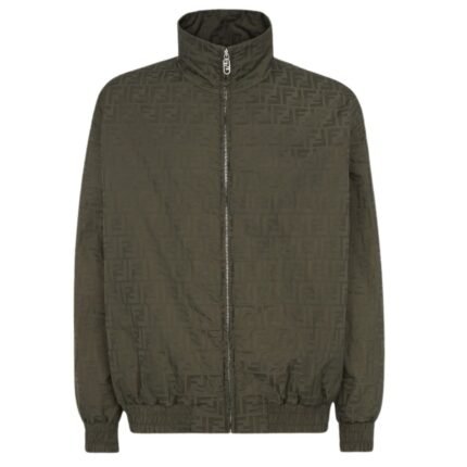 FENDI GREEN FF NYLON BOMBER JACKET