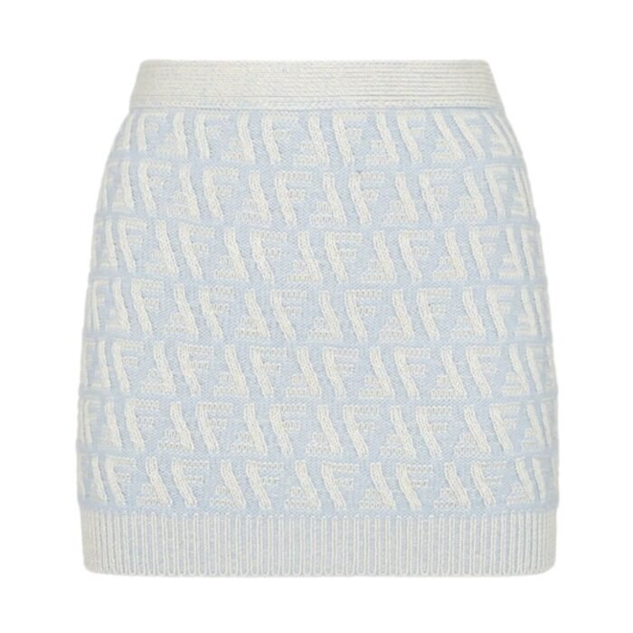 FENDI FF CASHMERE AND WOOL MINI SKIRT