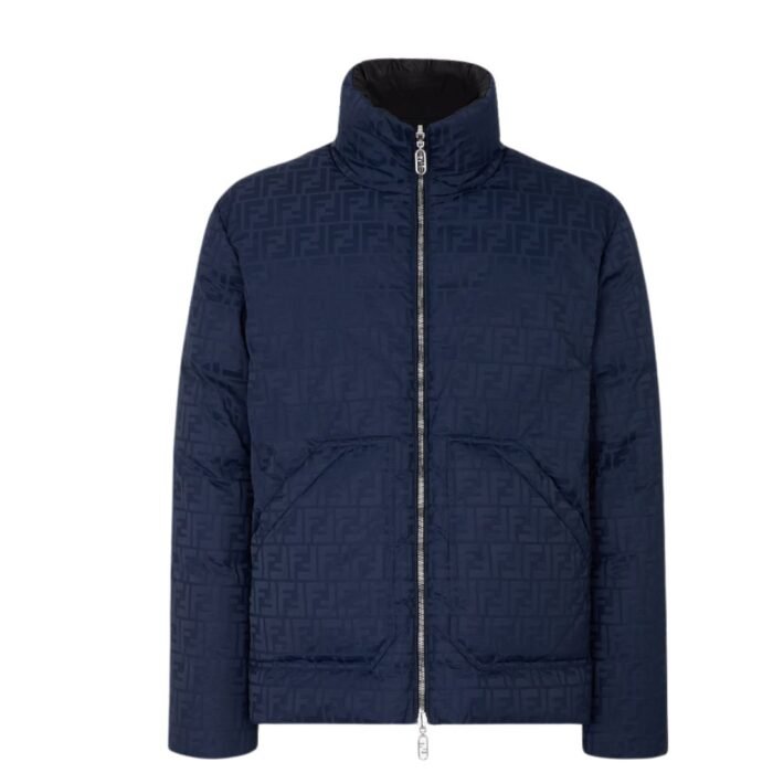 FENDI BLUE FF NYLON PUFFER JACKET