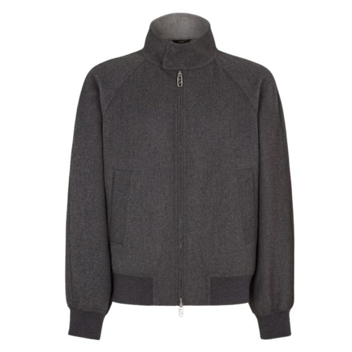 FENDI BLOUSON GRAY CASHMERE BOMBER JACKET