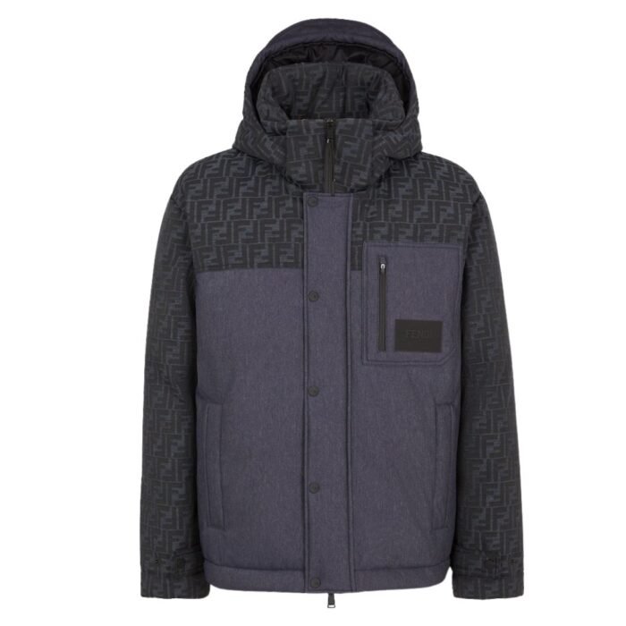 FENDI BLOUSON BLACK LEATHER PLEATED BOMBER JACKET