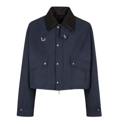FENDI BLUE WAXED COTTON BLOUSON