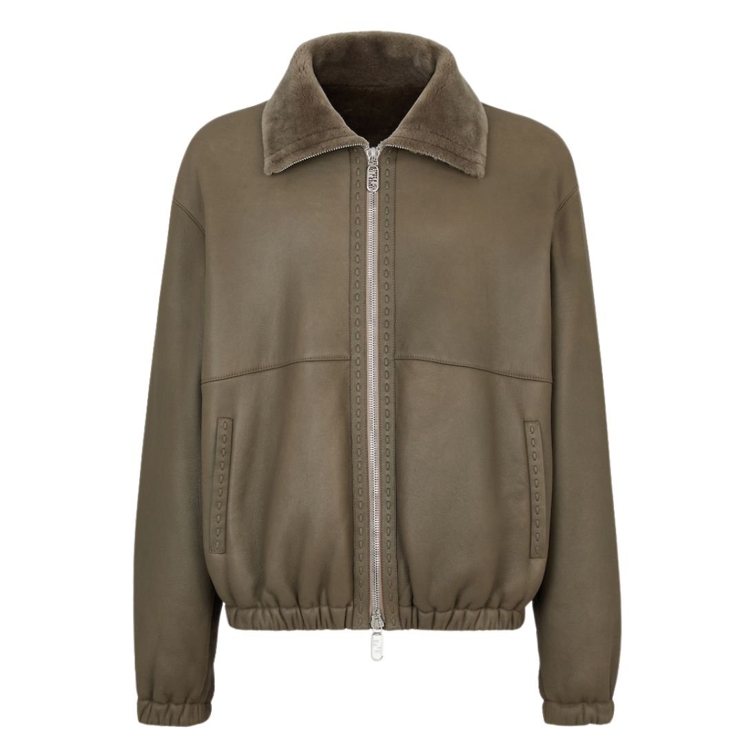 1 FENDI DOVE GRAY SHEARLING BLOUSON
