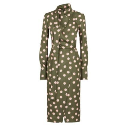 FENDI GREEN PRINTED SILK DRESS