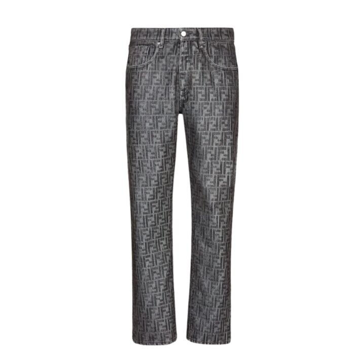 FENDI LONG JEANS GRAY FF JEANS