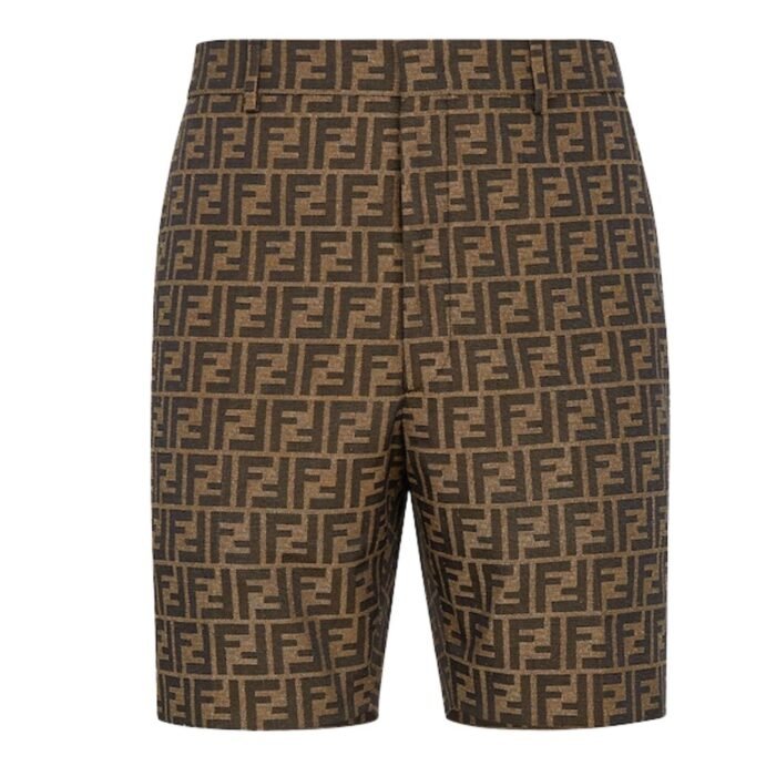 FENDI BERMUDAS FF JACQUARD FABRIC PANTS