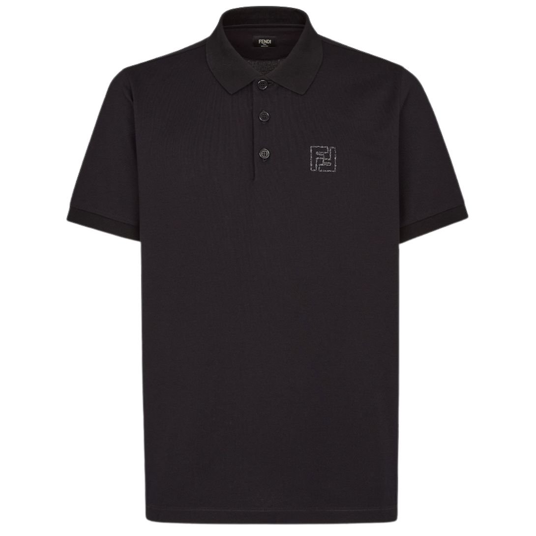 1 FENDI BLACK COTTON POLO SHIRT