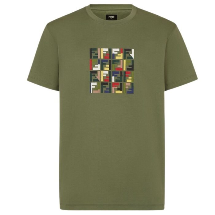 FENDI GREEN COTTON T-SHIRT