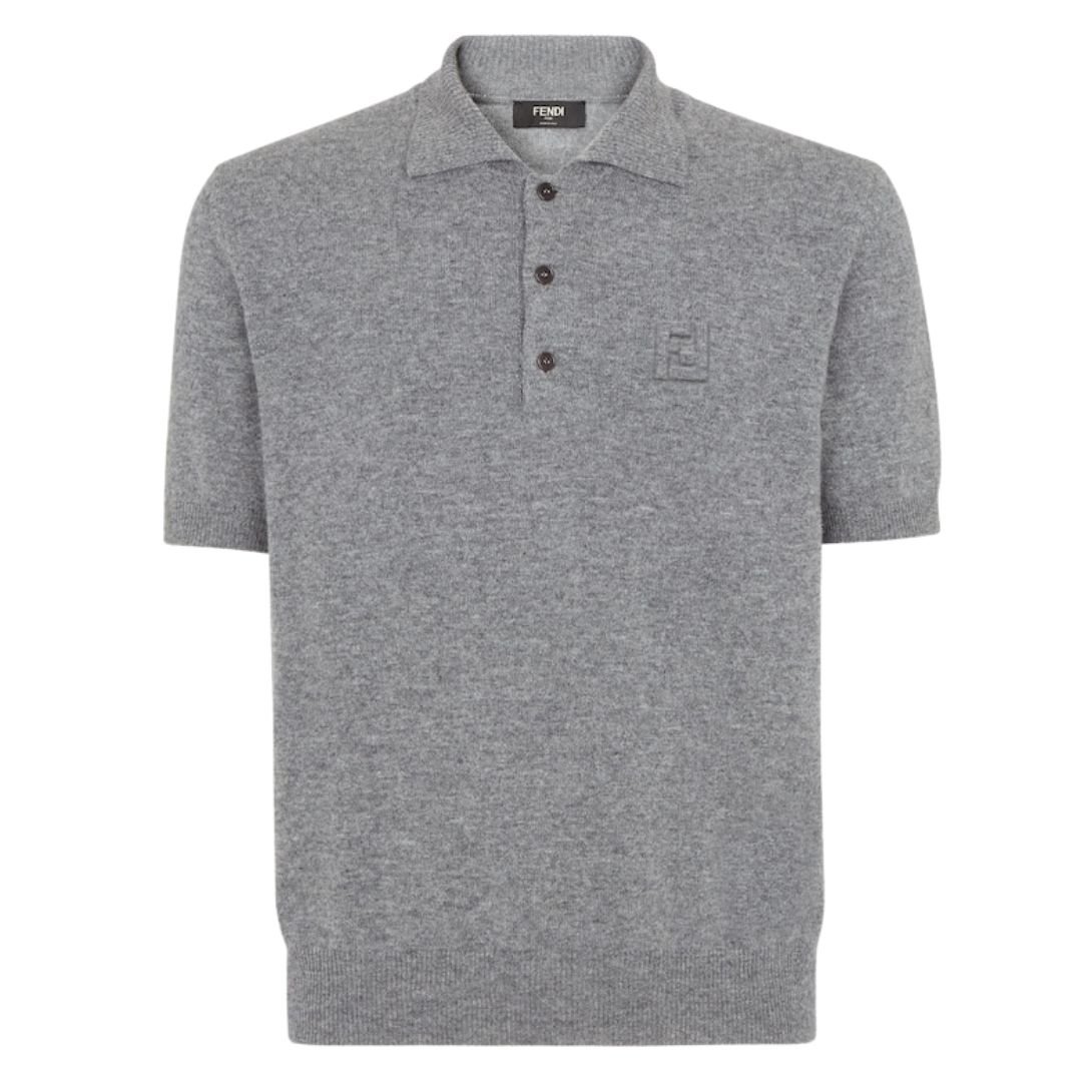 1 FENDI GRAY WOOL POLO SHIRT