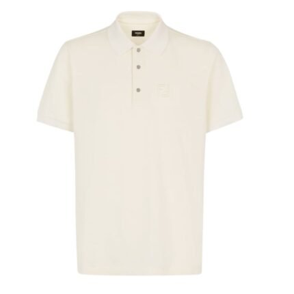 FENDI WHITE COTTON POLO SHIRT