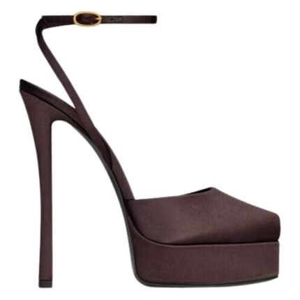 SAINT LAURENT LA SCANDALE PLATFORM SANDALS IN SATIN CREPE