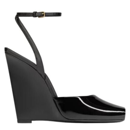 SAINT LAURENT LA SCANDALE WEDGES IN PATENT LEATHER