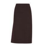 FENDI BURGUNDY GRAIN DE POUDRE WOOL SKIRT