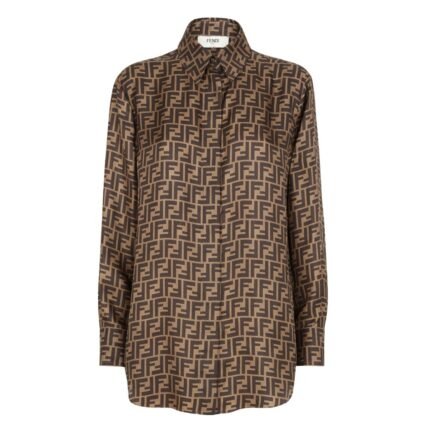 FENDI BROWN FF SILK SHIRT