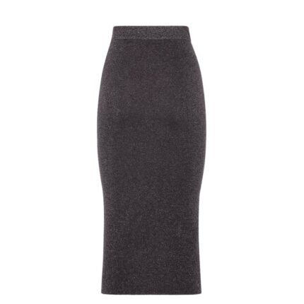 FENDI SKIRT BLACK JERSEY WITH METALLIC YARN