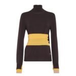 FENDI SWEATER DARK PURPLE WOOL POLO NECK JUMPER