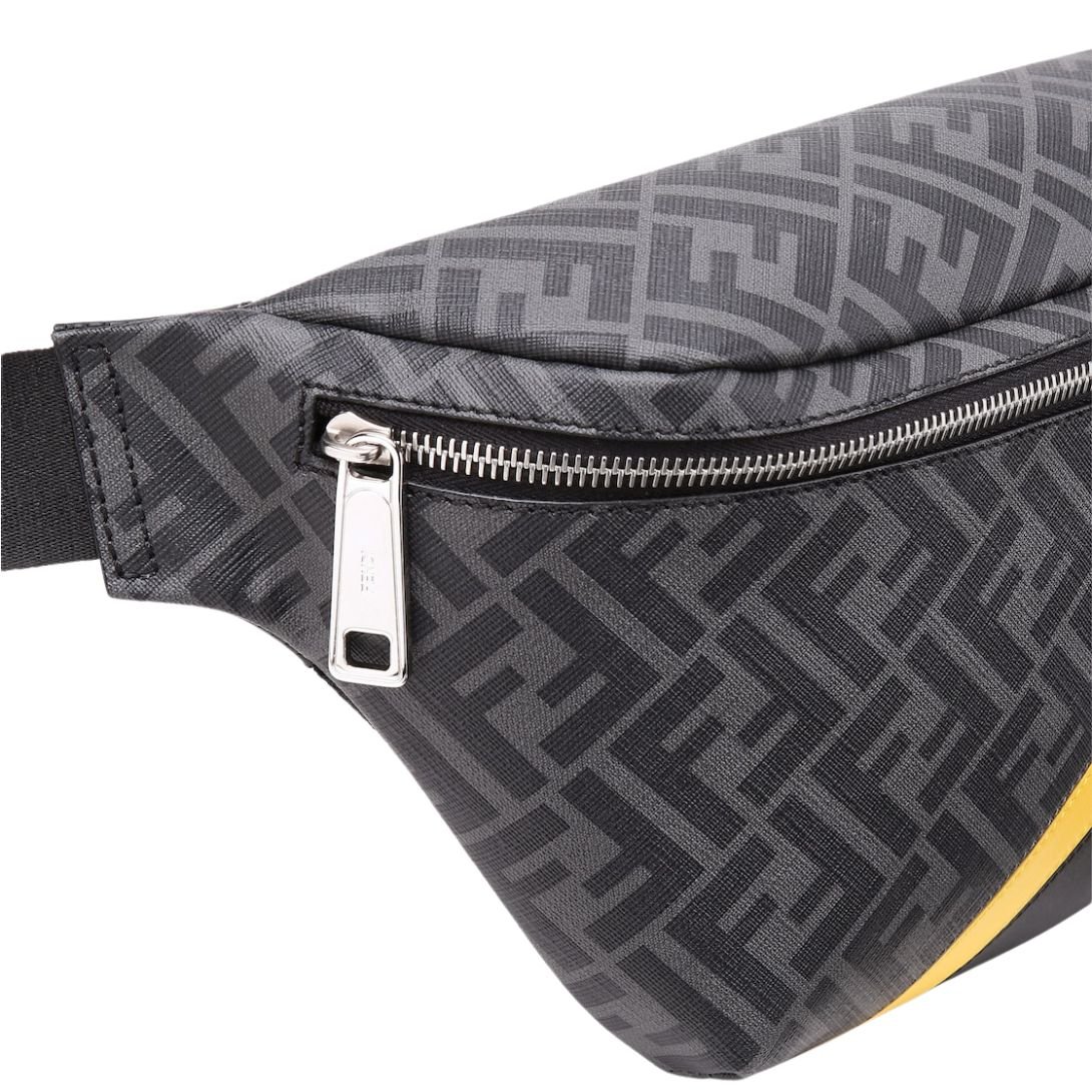 10 FENDI GRAY FABRIC BELT BAG