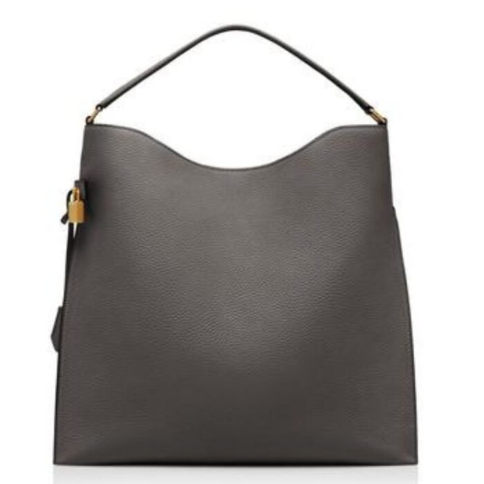 TOM FORD GRAIN LEATHER ALIX LARGE HOBO GRAPHITE