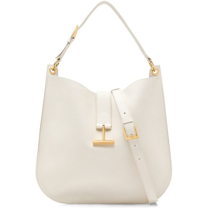 TOM FORD GRAIN LEATHER TARA LARGE CROSSBODY GRAPHITE