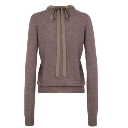 FENDI DOVE GRAY WOOL AND SILK SWEATER