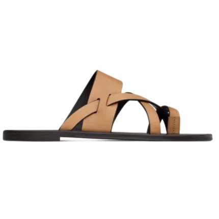 SAINT LAURENT CULVER SLIDES IN SMOOTH LEATHER