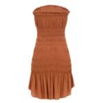 SAINT LAURENT SMOCKED DRESS IN STRETCH JERSEY