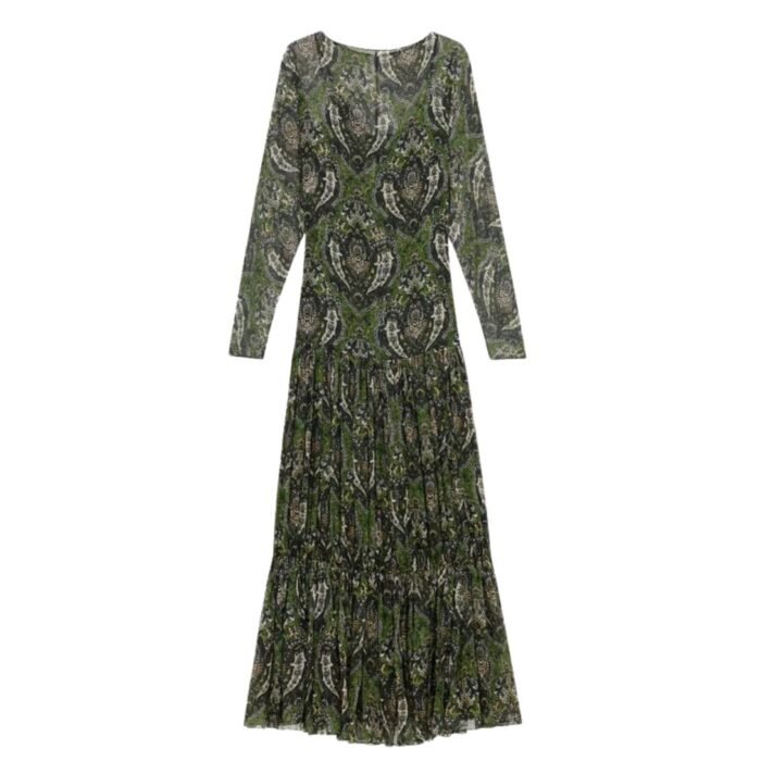 SAINT LAURENT LONG DRESS IN PAISLEY SILK CREPON