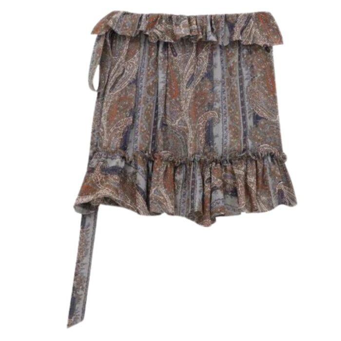 SAINT LAURENT WRAP SKIRT IN PAISLEY SILK GEORGETTE