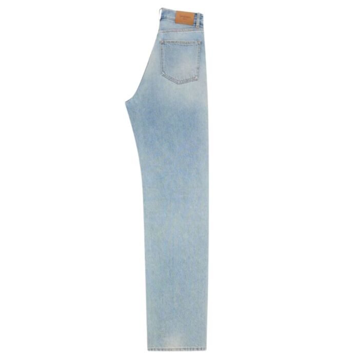 SAINT LAURENT V WAIST LONG BAGGY JEANS IN MICHIGAN BLUE DENIM