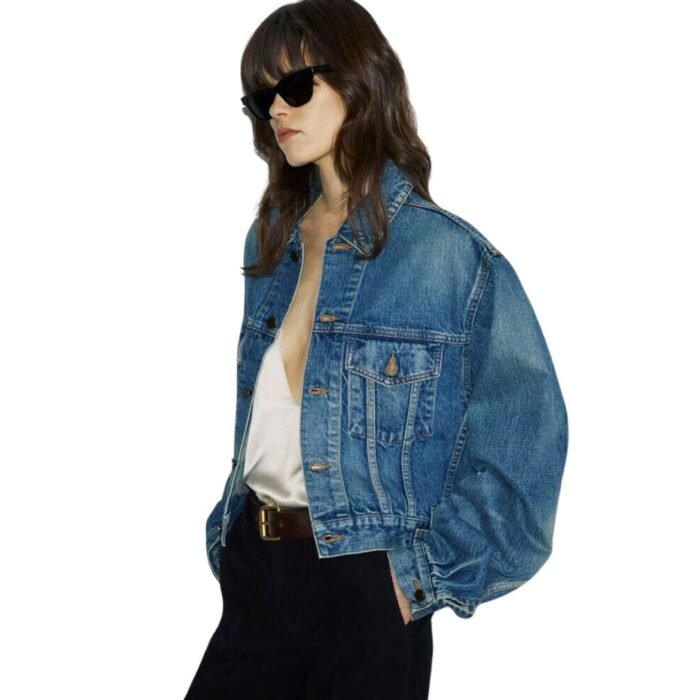 SAINT LAURENT 80S JACKET IN VINTAGE BLUE DENIM
