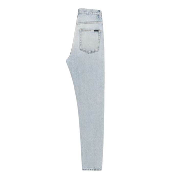 SAINT LAURENT 80S CROPPED JEANS IN LIGHT CARIBBEAN BLUE DENIM