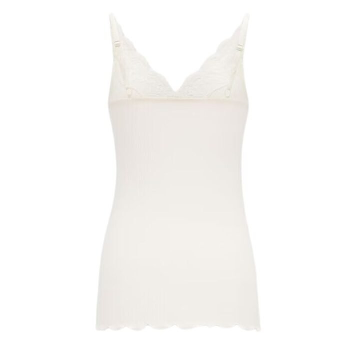 SAINT LAURENT LACED TANK TOP IN RIBBED SILK JERSEY