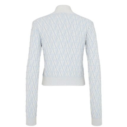 FENDI CARDIGAN LIGHT BLUE FF CASHMERE AND WOOL
