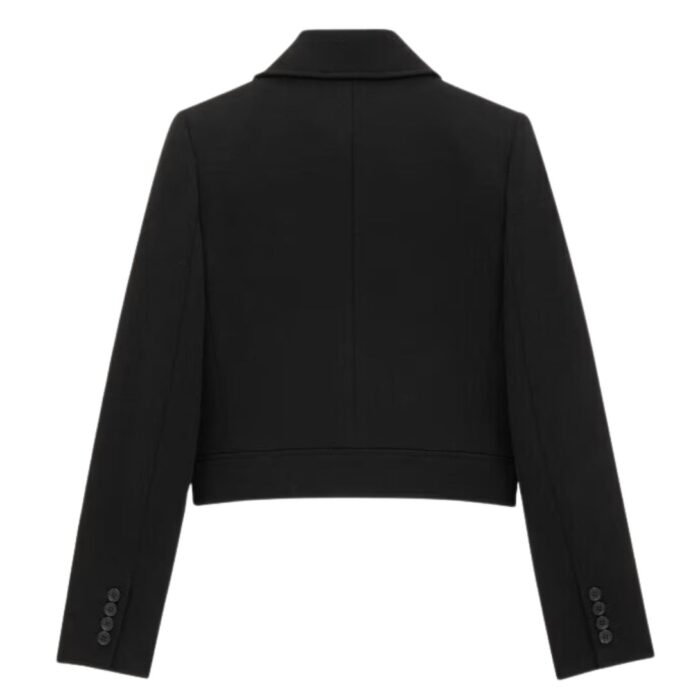 SAINT LAURENT CROPPED JACKET IN WOOL-BLEND JERSEY