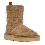 FENDI APRES CHIC BROWN FF CHAMOIS LOW BOOTS