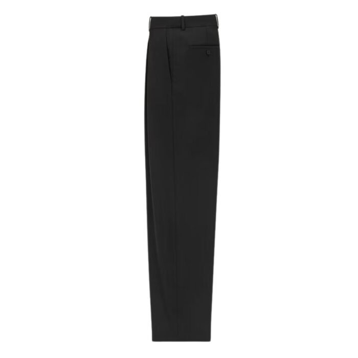 SAINT LAURENT HIGH WAISTED PANTS IN WOOL CHINÉ