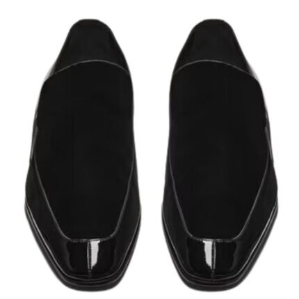 SAINT LAURENT GABRIEL LOAFERS IN PATENT LEATHER AND VELVET