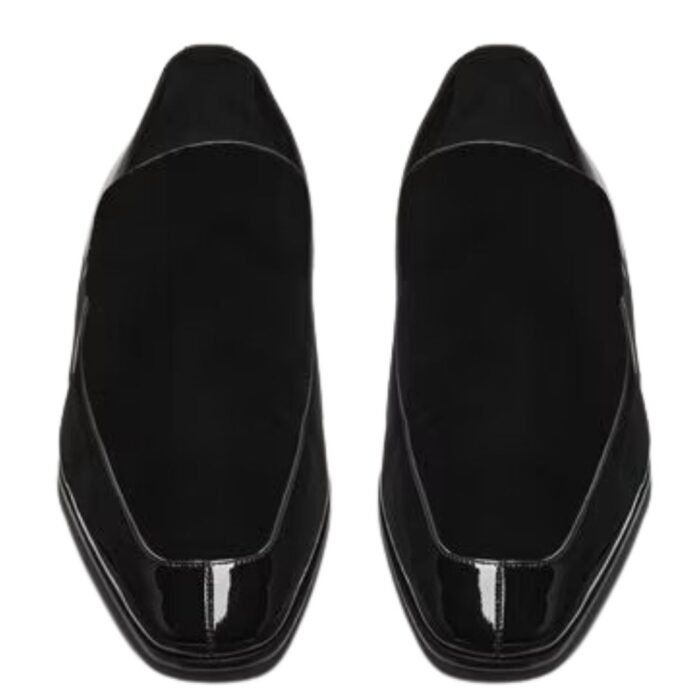 SAINT LAURENT GABRIEL LOAFERS IN PATENT LEATHER AND VELVET