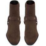 SAINT LAURENT WYATT HARNESS BOOTS IN SUEDE