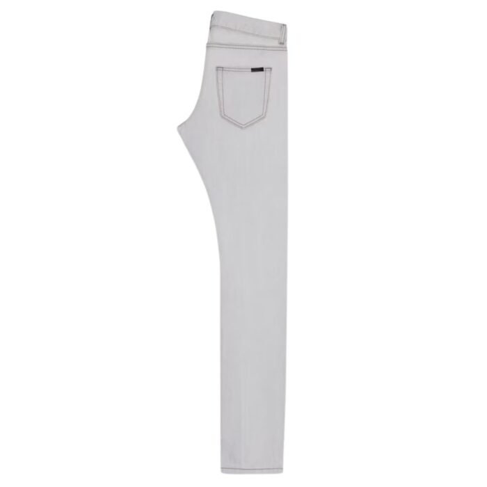 SAINT LAURENT SLIM FIT JEANS IN GREY OFF WHITE DENIM