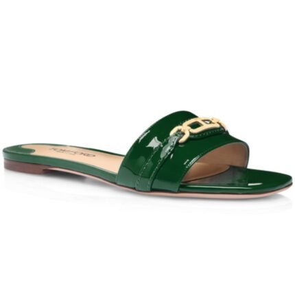 TOM FORD PATENT LEATHER WHITNEY SLIDE EMERLAD GREEN
