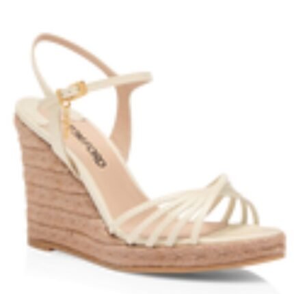 TOM FORD PRINTED LIZARD LEATHER CABANA WEDGE ESPADRILLE IVORY
