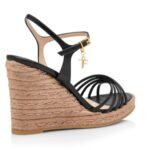 TOM FORD PRINTED LIZARD LEATHER CABANA WEDGE ESPADRILLE BLACK