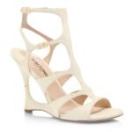 TOM FORD SHINY STAMPED CROCODILE LEATHER PARADIS CAGE SANDAL IVORY