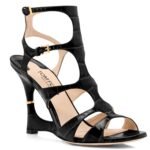 TOM FORD SHINY STAMPED CROCODILE LEATHER PARADIS CAGE SANDAL BLACK
