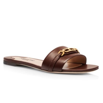 TOM FORD LEATHER WHITNEY SLIDE SADDLE BROWN